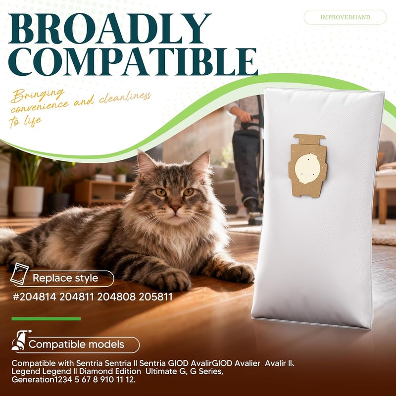 Improvedhand 15 Pack Vacuum Bags [Model 204814] and 3 Belts Compatible with Kirby Sentria/Avalir/Ultimate G Series | Replaces F-Style & Twist-Style 204811 205811 204808 | Replacement Parts by - Image 2